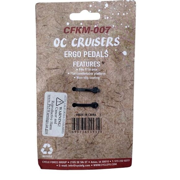Ocean City Cruisers NWT Bike Pedals Bicycle Ergo Pedals 9/16 Axle Non-Slip Black - Picture 1 of 2